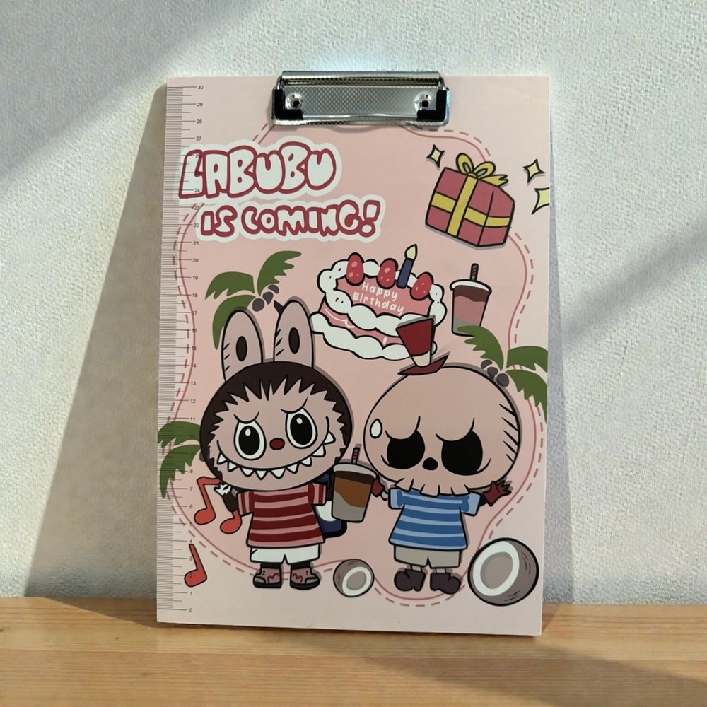 Pink Labubu Clipboard with Cartoon Design